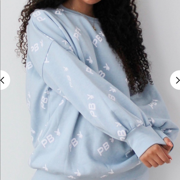 Playboy Blue Repeat Print Sweatshirt - Picture 3 of 5